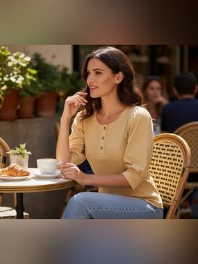 Lauren Ralph Lauren Mustard Yellow Ribbed Button Front Sweater